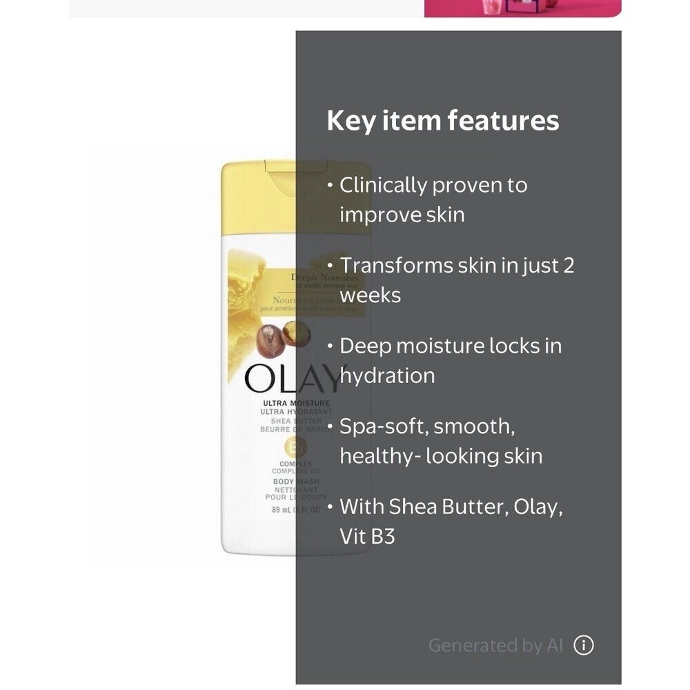 4 Olay Ultra Moisture Body Wash with Shea Butter, All Skin Types Travel Size 3oz - Picture 3 of 6